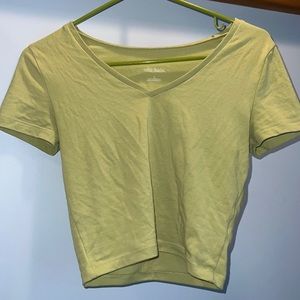 Green V-neck crop top